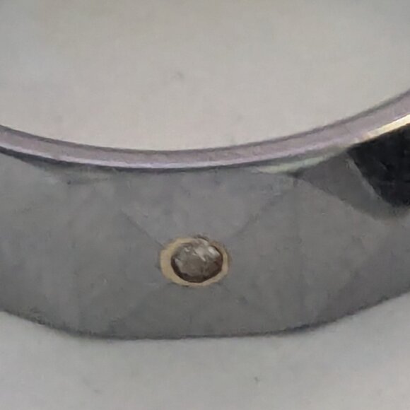 INOX Gun Metal Tungsten Carbide Diamond Chip Men's Wedding Band Size 10 - Picture 5 of 6